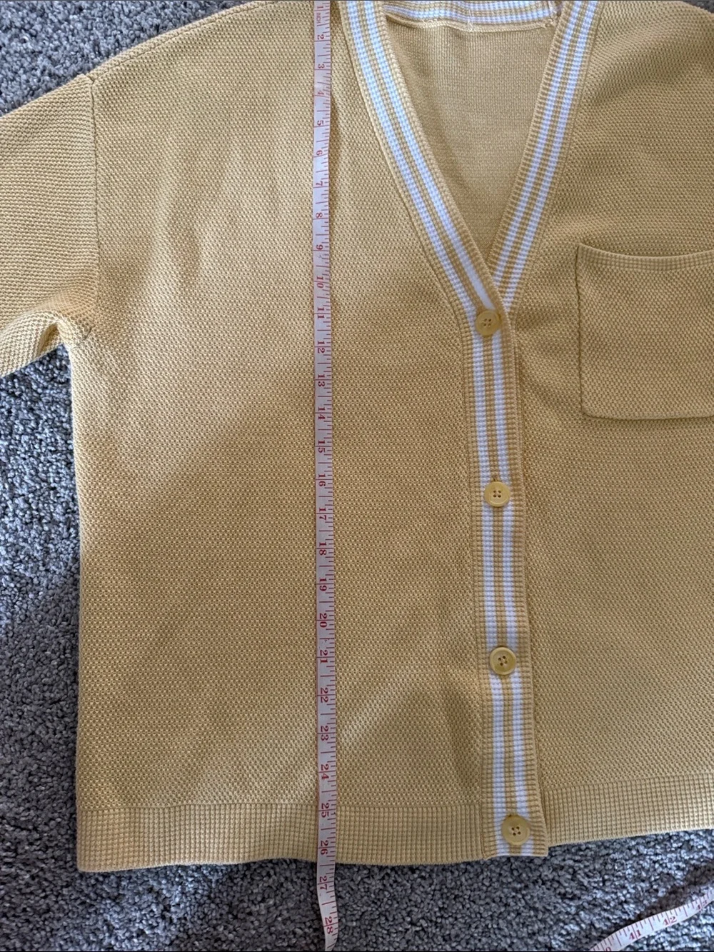 ALO Tennis Club Tennis Club Sweater Knit Cardigan, Butter Yellow, size L